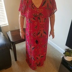 Red flowy lightweight long dress